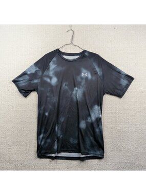 Under Armour Black Loose Tie Dye Crewneck Short Sleeve Mens Sz XL Gym Training
